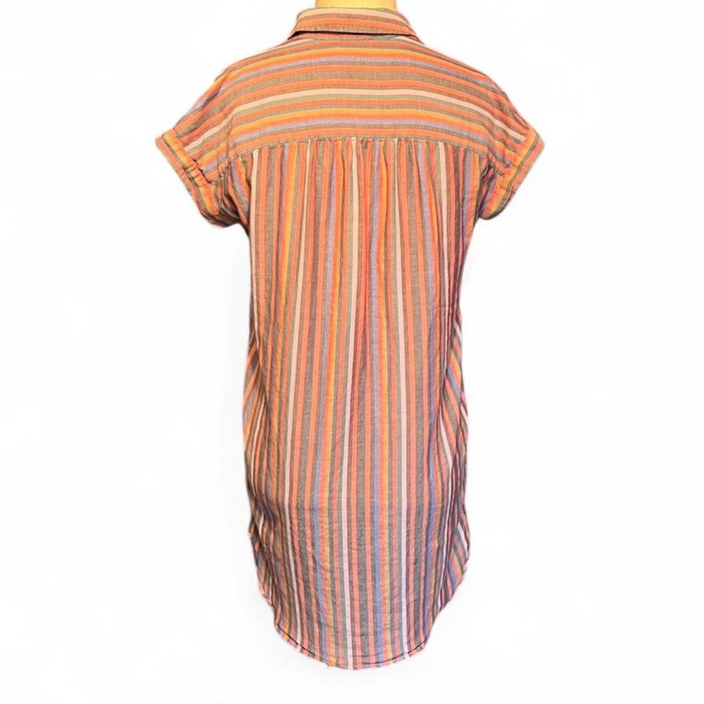 💖Madewell Central Cotton Short Sleeve Shirtdress in Rainbow Stripe - Picture 5 of 7